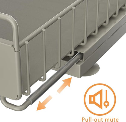 Under Sink Organizer, Single Tier Metal Pull Out Sliding Drawer Shelf - Image 3