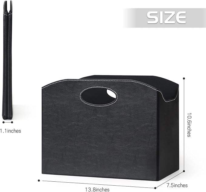 EZDeco Magazine Holder Foldable Magazine Rack Floor PU Leather File Holder - Image 4