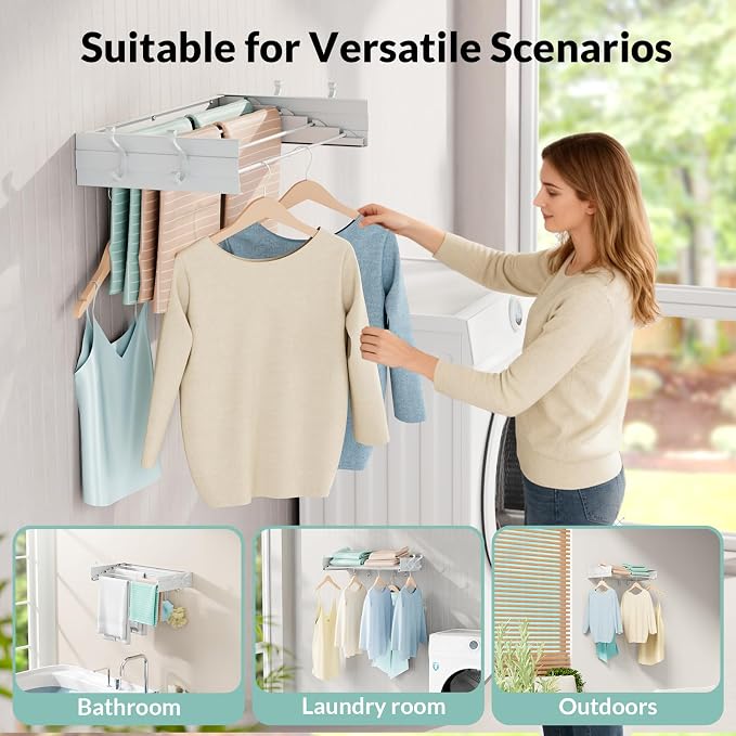 BAKON Wall Mounted Foldable Clothes Drying Rack - Image 5