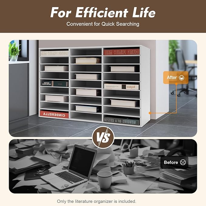 27 Compartments Literature Organizer, Desktop File Sorter Mail Center Paper - Image 6