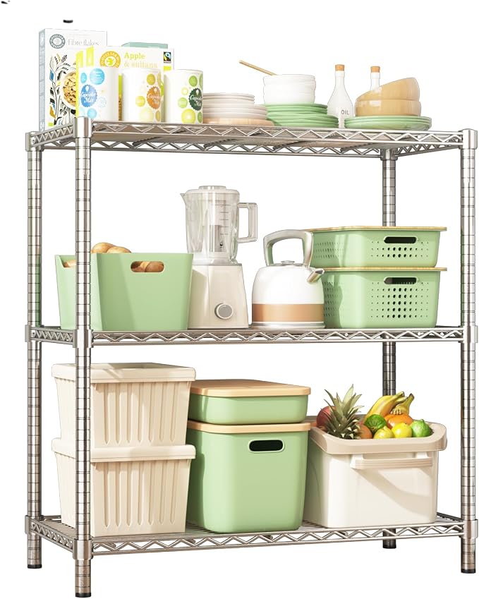 Storage Shelves, 3-Tier Adjustable Metal Industrial Utility Shelf Rack by Unknown