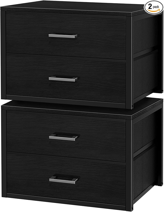 BOLUO Stackable Storage Drawers Closet Organizers and Storage Fabric 2 Drawer by BOLUO