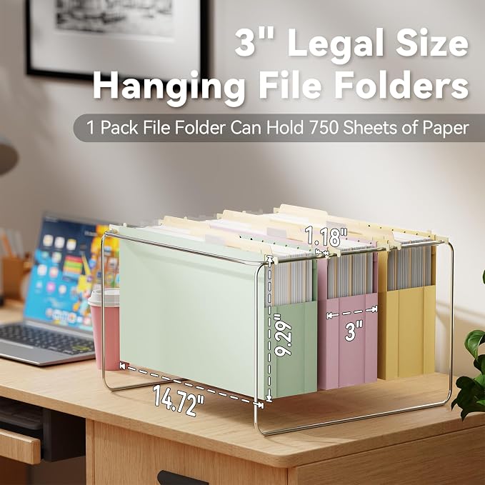 Ansook Plastic Legal Size Hanging File Folders, Heavy Duty 3" Legal Expandable - Image 3