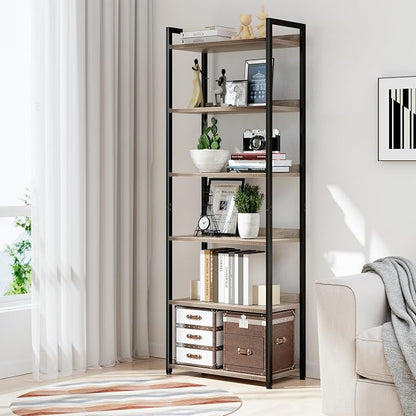 NUMENN Bookshelf, 6 Tier Freestanding Shelving Unit, Falling Prevention Baffle - Image 2