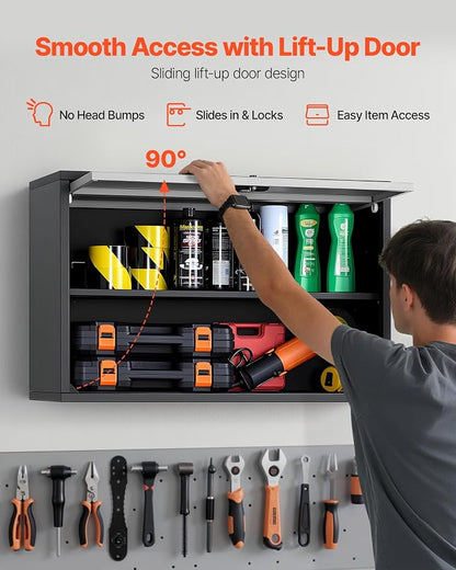 VEVOR Metal Wall Cabinet, 30.31 x 12.01 x 19.69 Inch, Floating Garage Tool - Image 5