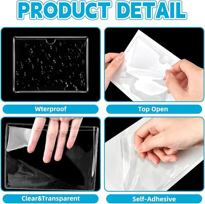 48PCS 4" x 6" Clear Self-Adhesive Business Card Pockets and Top Open | Library - Image 3