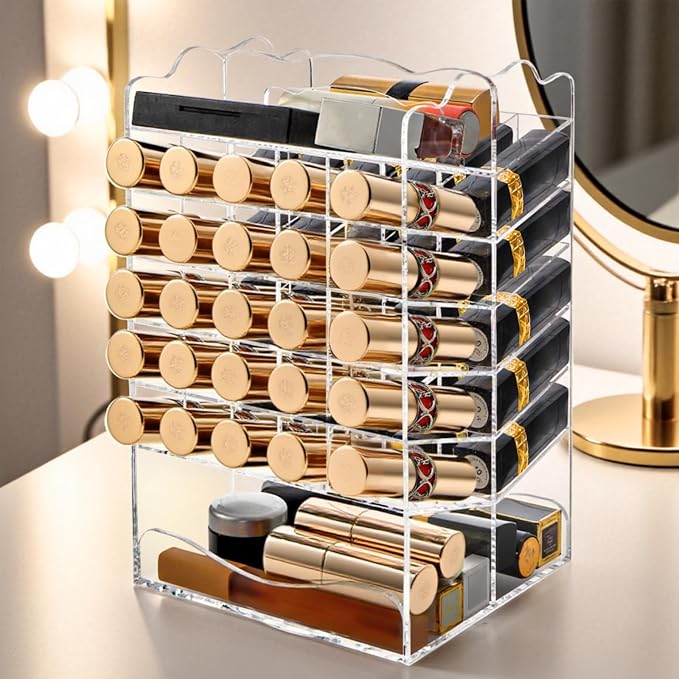 Tlence 360 Rotating Lipstick Organizer Tower, 7-Tier Clear Acrylic Lip Gloss - Image 7