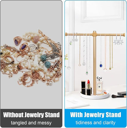 Necklace Stand Aesthetic Necklace Holder: 12.9" Glod Metal Necklace Organizer - Image 7