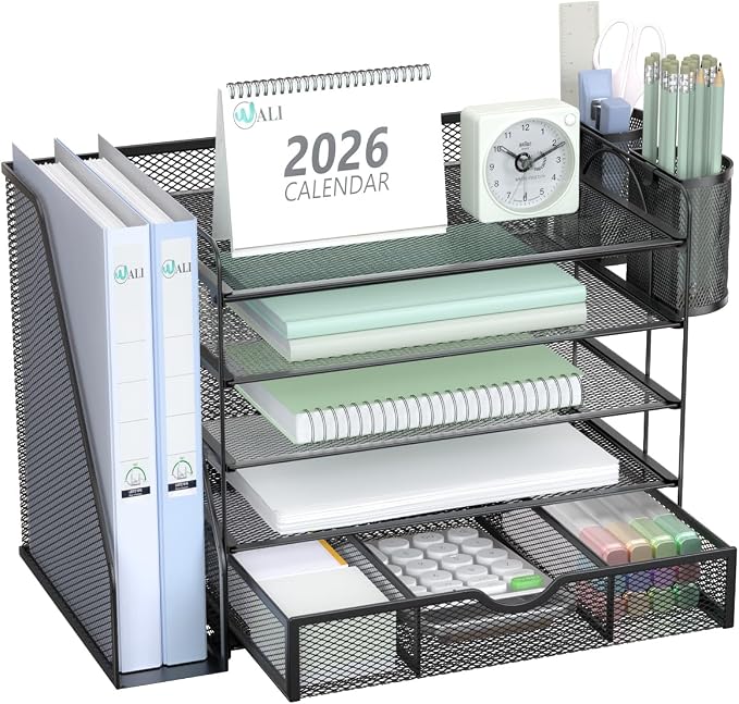 WALI Desk File Organizer, 5 Tier Desktop Paper Letter Tray Organizer by WALI