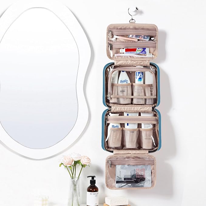 NISHEL Travel Toiletry Bag for women, Portable Hanging Organizer for Full-Sized - Image 2