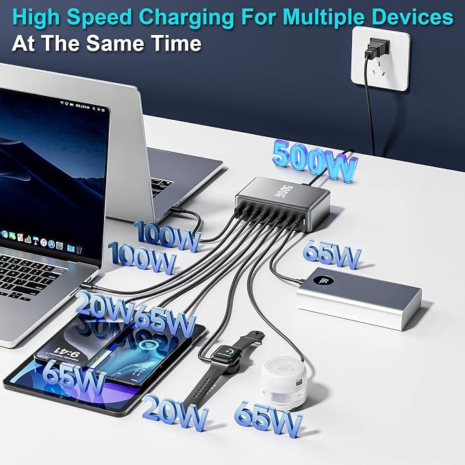 500W USB C Charger Block, Laptop Charger Adapter Compatible - Image 2