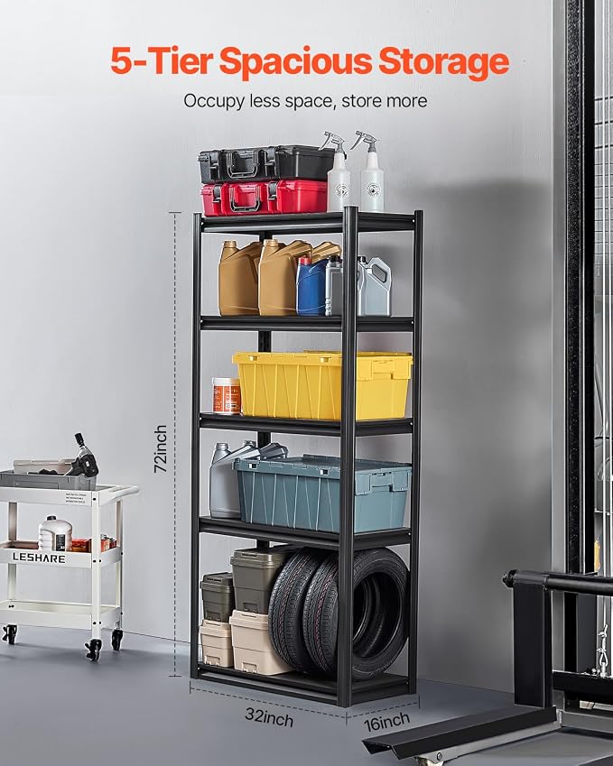 VEVOR Storage Shelves, 2000 lbs, 5 Tier Garage Storage Shelving - Image 3