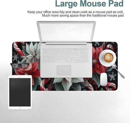 Christmas Flowers Gaming Mouse Pad 31.5"x11.8"Desk Mat Anti-Slip Rubber Base & - Image 6