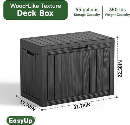 EasyUp 55 Gallon Deck Storage Boxes Outdoor Waterproof, Resin Small Lockable - Image 2