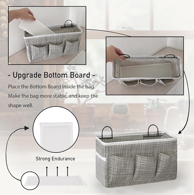 2pcs 3-pockets Large Wall Hanging Organizer Bag, Linen Fabric Door Hanging - Image 3