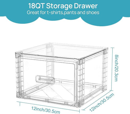 Vtopmart 6 Pack 18QT Clear Stackable Storage Drawers, Easily Assemble Closet - Image 3