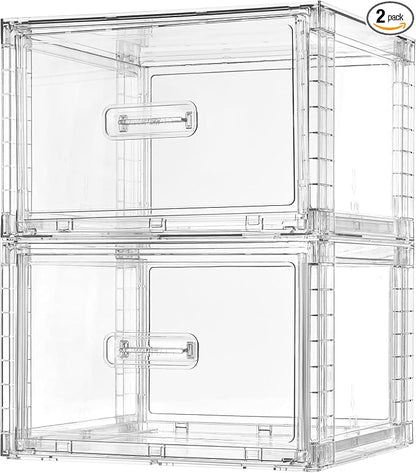 Vtopmart 2 Pack 15QT Clear Stackable Storage Drawers, Easily Assemble Closet by Vtopmart