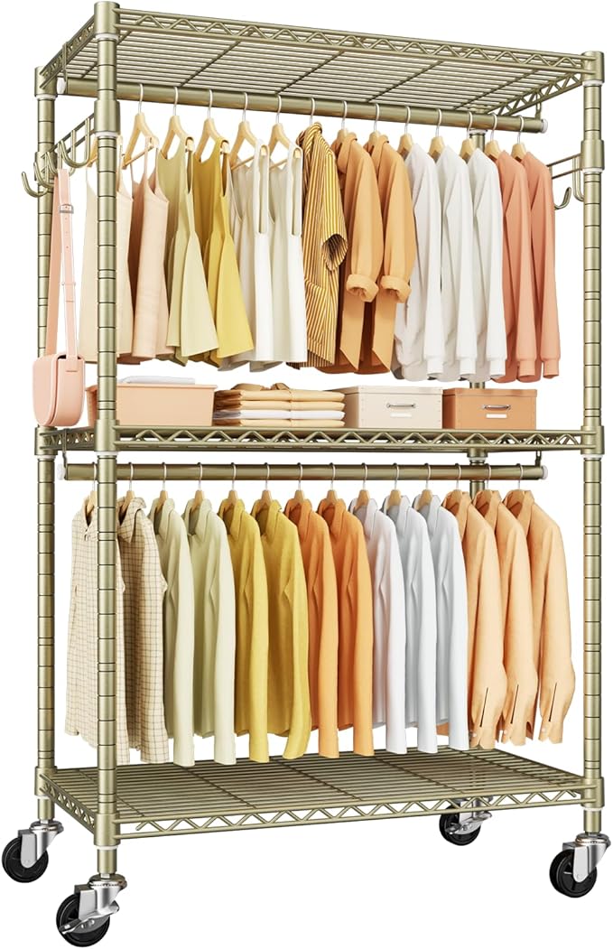 P1 Rolling Clothes Rack, Portable Wardrobe Closet by UlifHome