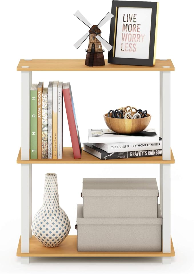 Furinno TURN-S-TUBE Storage Shelves, 3-Tier Book Shelf, Corner Shelf, Toolless by Furinno-FitsYourSpaceFitsYourBudget