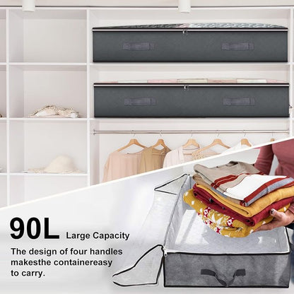 4 Pack Under Bed Storage, 90L Collapsible Closet Containers Organizers and - Image 6