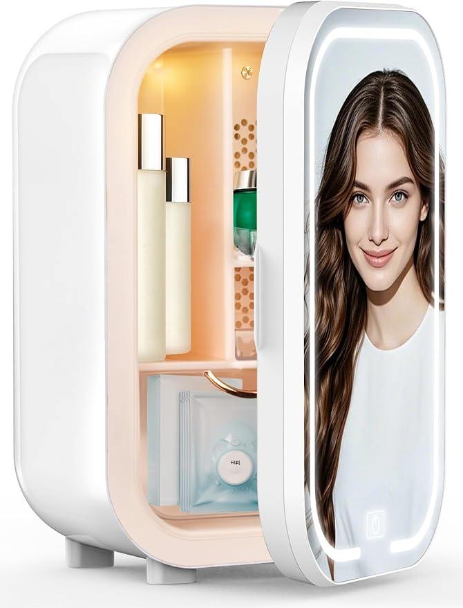 22L Mini Skincare Fridge with Mirror, Beauty Fridge by Kikihouse