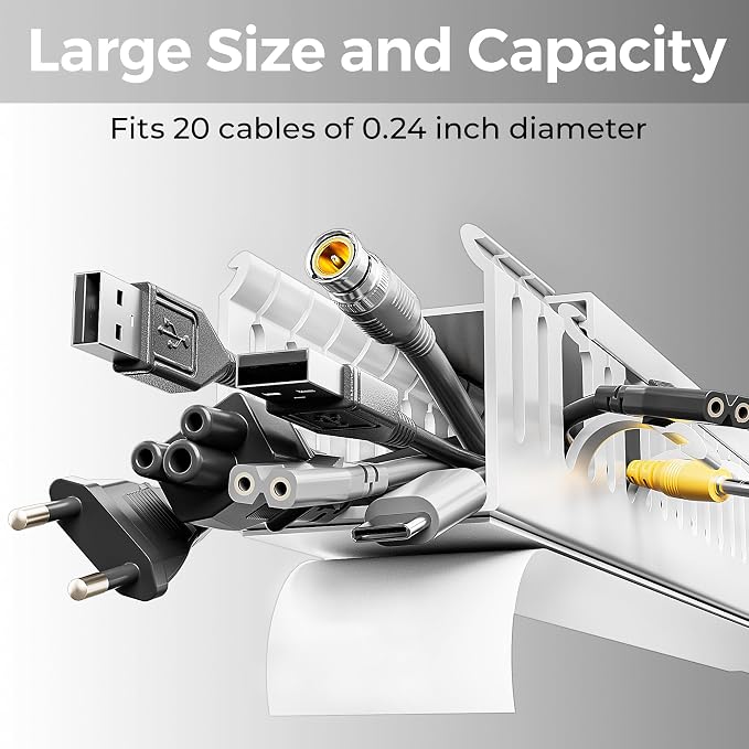 YECAYE 4x15.7in Cable Management, Large Capacity Cable Organizer, Cord Hider - Image 2