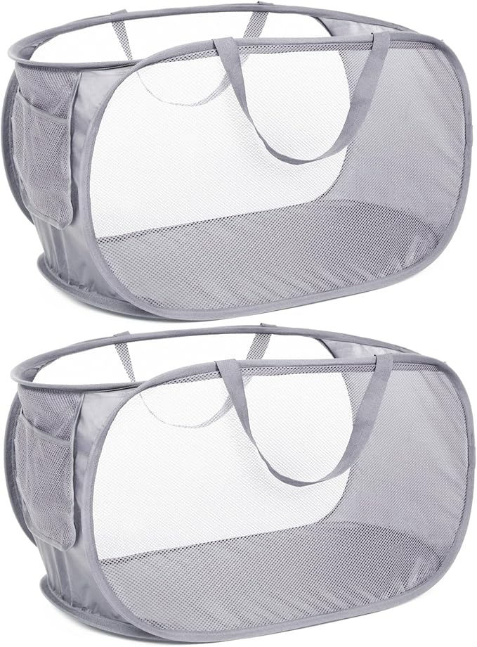 Durable Collapsible Laundry Baskets, Mesh Pop Up Laundry Hamper by Bemkoo