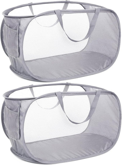 Durable Collapsible Laundry Baskets, Mesh Pop Up Laundry Hamper by Bemkoo