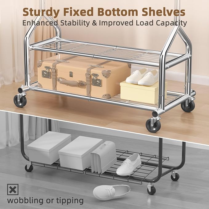 EAGMAK Heavy Duty Clothes Rack Load 556 LBS, Rolling Clothing Rack - Image 7