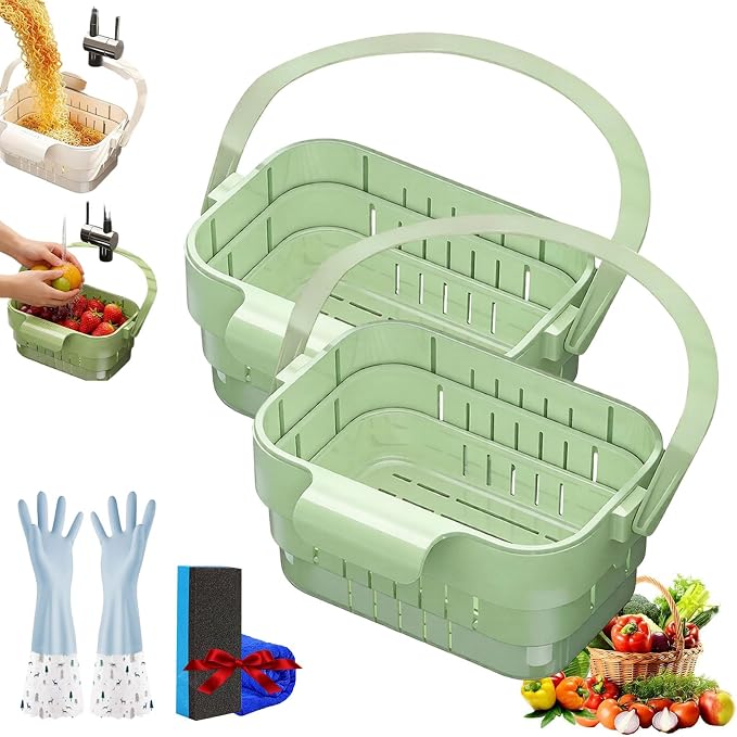 Foldable Hanging Kitchen Sink Drain Basket, 2-in-1 Foldable Sink Colander by AODGHC
