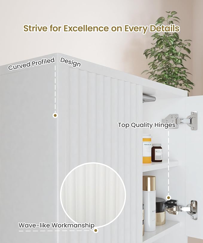 HAIOOU Fluted Bathroom Wall Cabinet - Image 6