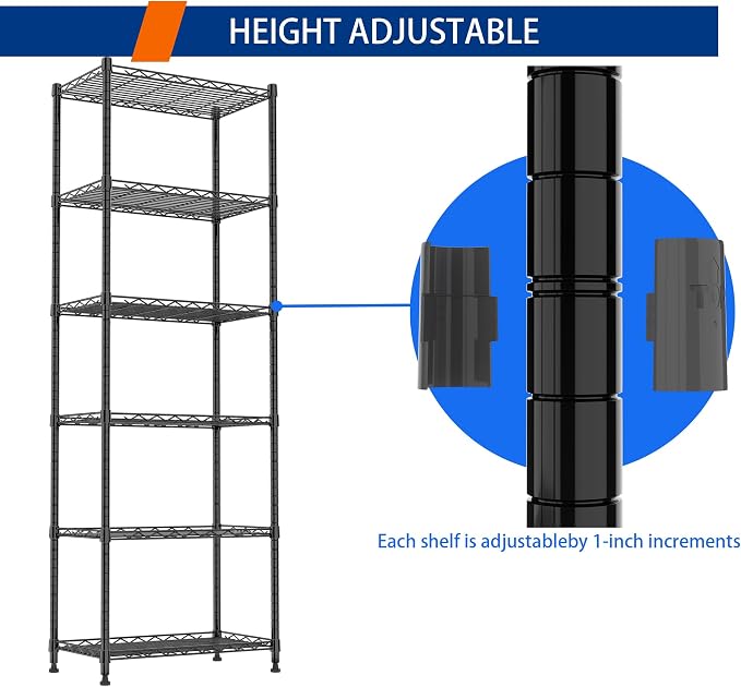 REGILLER 6 Wire Shelving Steel Storage Rack Adjustable Unit Shelves - Image 7
