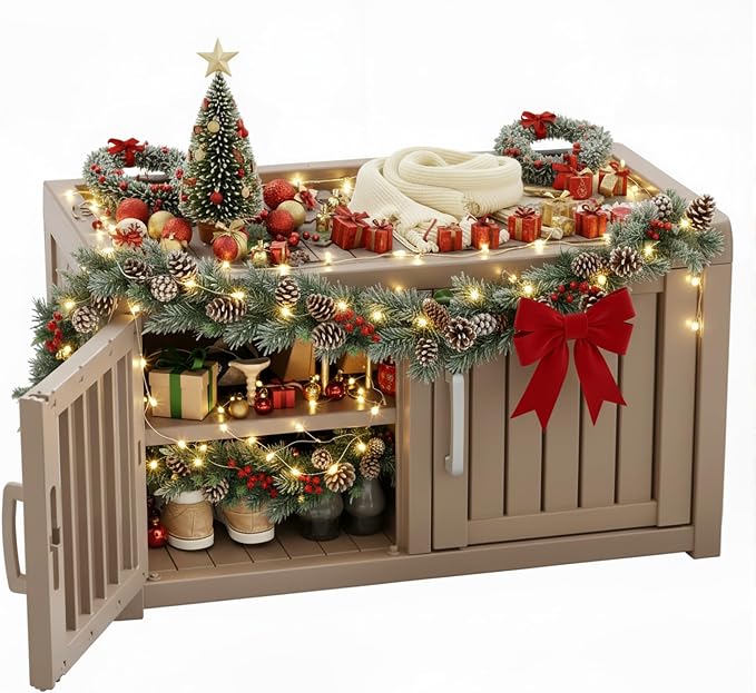 ROJIK Shoe Cabinet Storage Bench Indoor Outdoor, Waterproof UV-Resistant Resin by ROJIK