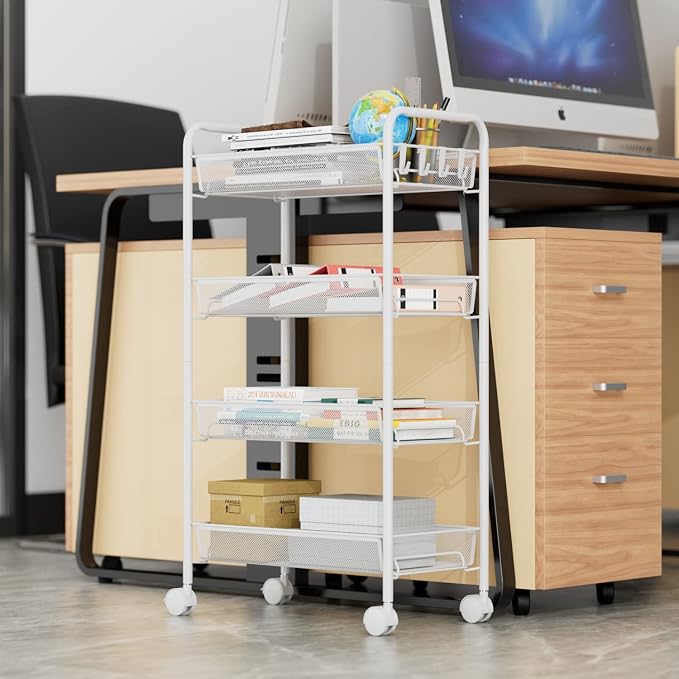 4-Tier Mesh Rolling Cart - Image 2