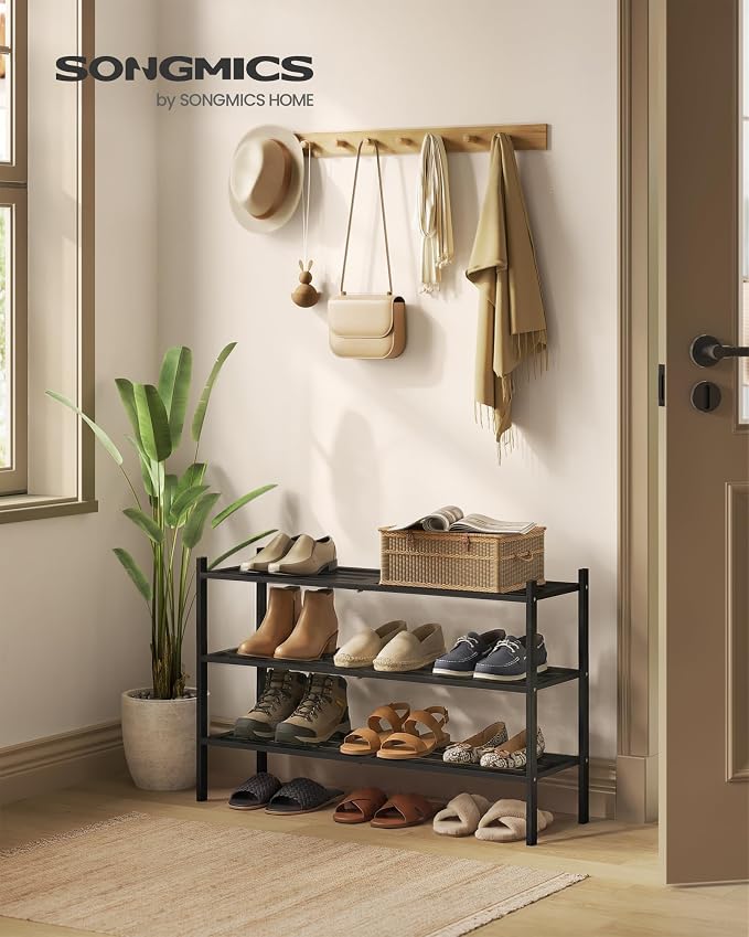 SONGMICS Bamboo Shoe Rack for Closet, Stackable Shoe Oragnizer - Image 2