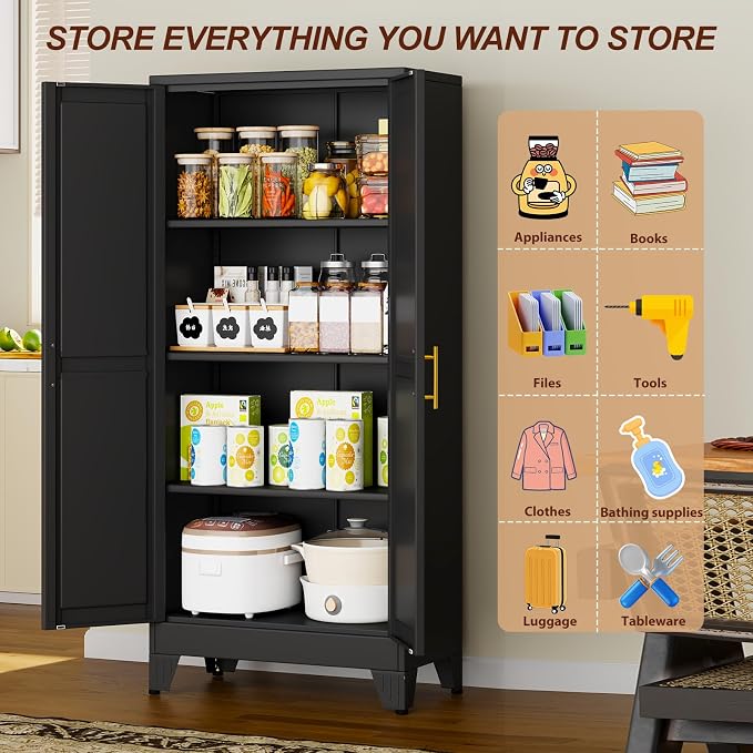 61" Black Metal Storage Cabinet - Image 5