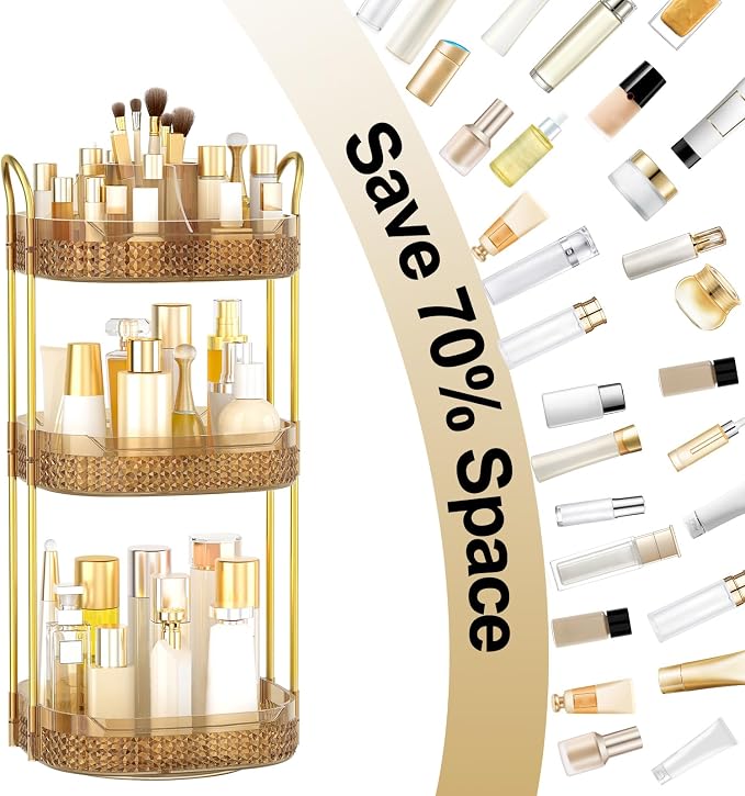 Rotating Makeup Organizer for Vanity 3 Tier, Perfume Organizer - Image 2