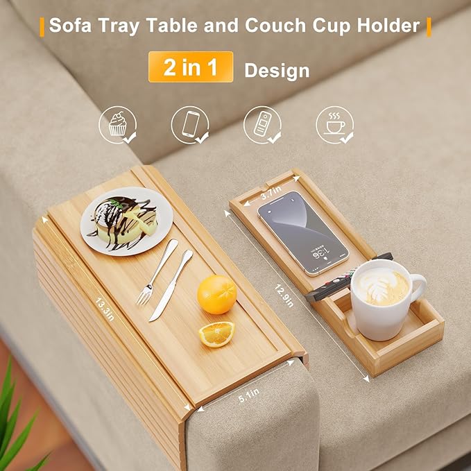 Bamboo Sofa Armrest Tray - Image 3
