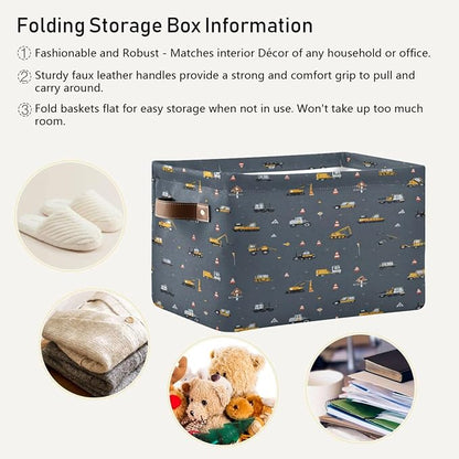Cute Vehicles Crane Storage Bins Box Foldable Shelf Basket - Image 5