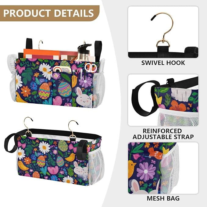 Easter Daisy Rabbit Birds Eggs Bedside Caddy - Image 5