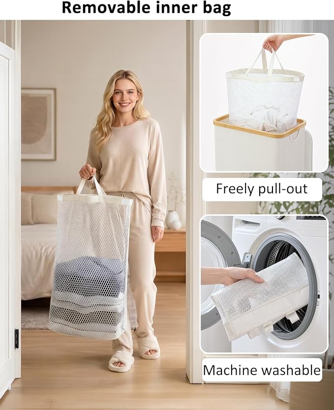 iEGrow Laundry Basket with Lid, 110L Large Laundry Hamper with Handle and Lid - Image 5