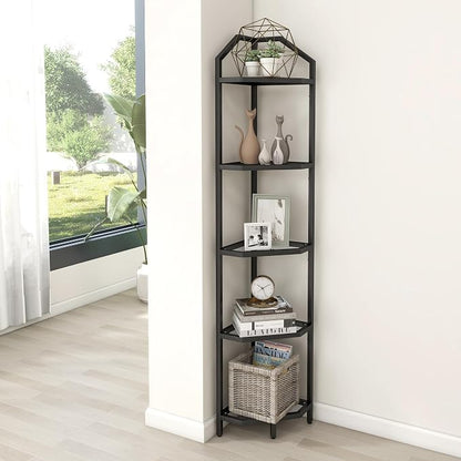 5-Tier Corner Shelf Stand, Bathroom Storage Rack Shelf, Plant Rack, Tempered - Image 2