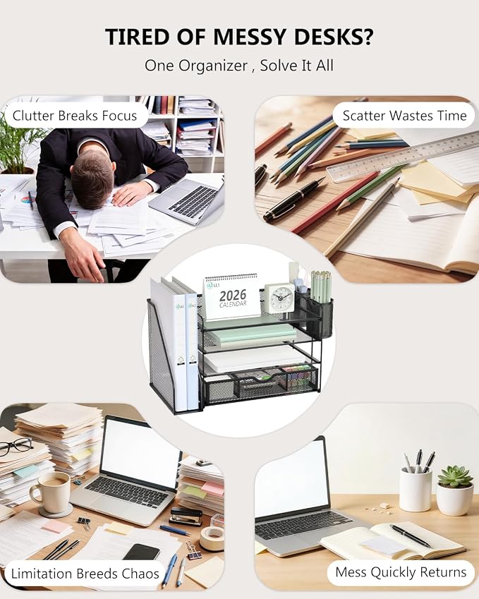 WALI Desk File Organizer, 4 Tier Desktop Paper Letter Tray Organizer - Image 3