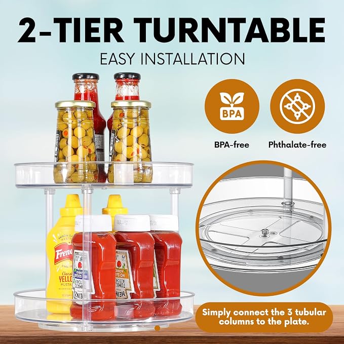 Clear Lazy Susan Turntable Organizer, Rotating Spice Rack Kitchen Pantry - Image 4