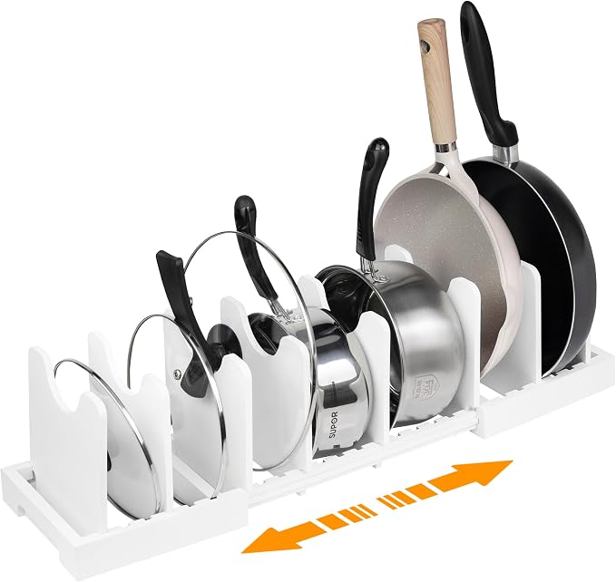 MinBoo Bamboo Expandable Pot Lid Organizer Pot Lid Holder, Pot and Pan by MinBoo