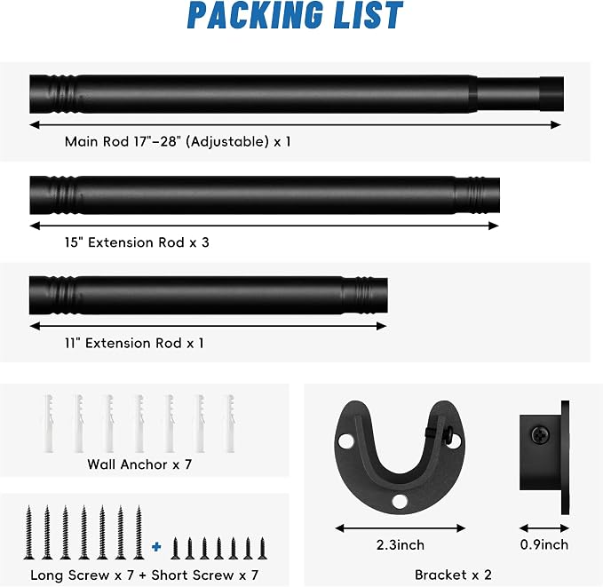 Stepless Adjustable Closet Rod, 66 lb Capacity, Fits 17-84 Inch Spaces - Image 4