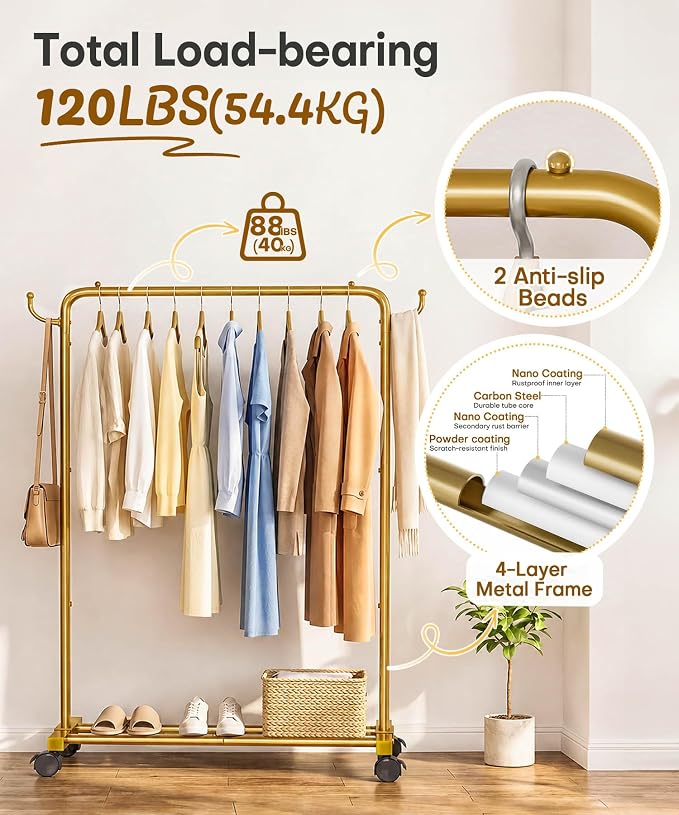 Homde Rolling Clothes Rack - Image 7