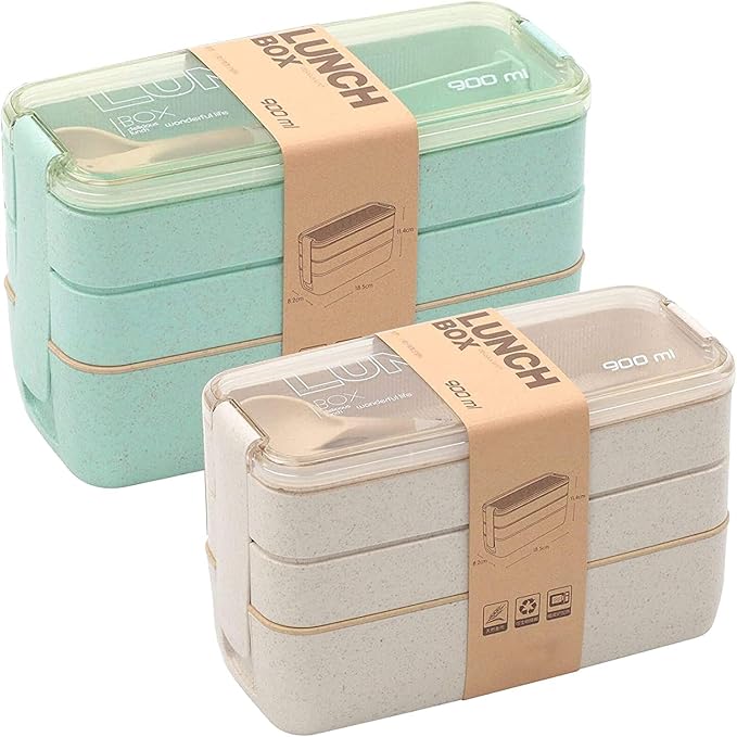 Rarapop 2 Pack Stackable Bento Box Japanese Lunch Box Kit by Rarapop