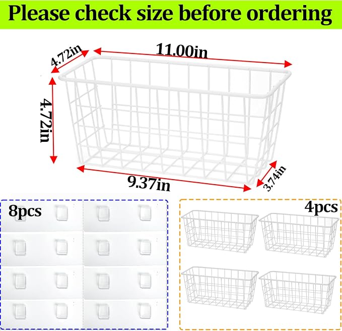 Hanging Kitchen Baskets Adhesive Sturdy Wire Storage Baskets - Image 2