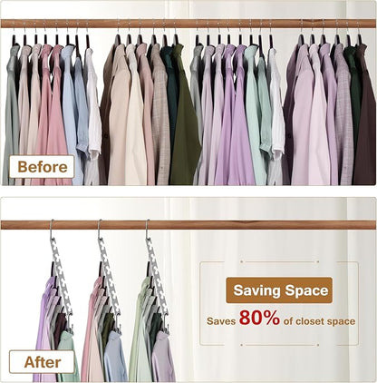 Space Saving Hangers for Clothes 6 Pack, Sturdy Metal Hangers Wardrobe Organizer - Image 4